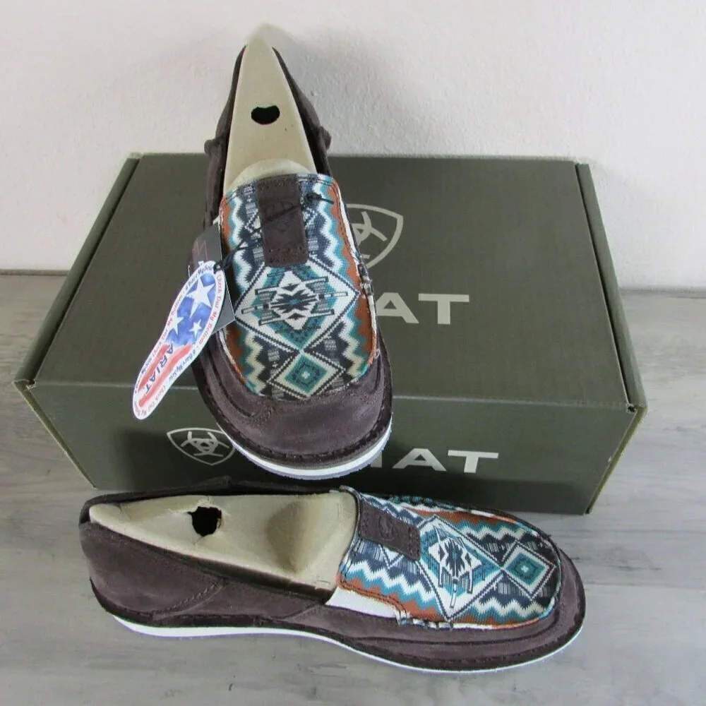 Ariat Women's Cruiser Chimayo Slip On Loafers Chocolate Suede/Rio Arriba Turquoi